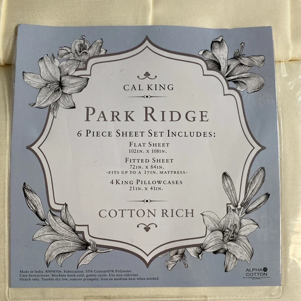 Park Ridge Sheet Set 1000 Thread Count Cotton Rich Sheet Set Cal King Ivory